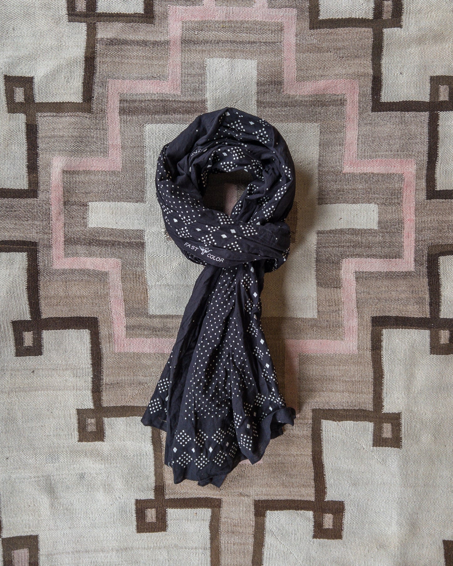 Indigo Discharge Selvedge Bandana Scarf - Black Overdye
