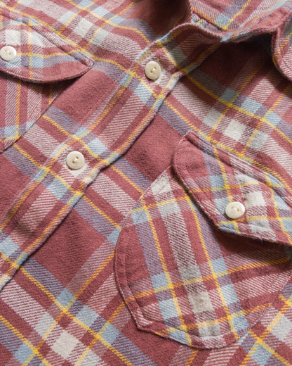 Washed Flannel Workshirt - Autumn Rust
