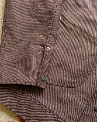 Japanese Wabash Stripe Moleskin Ranch Jacket - Espresso Brown