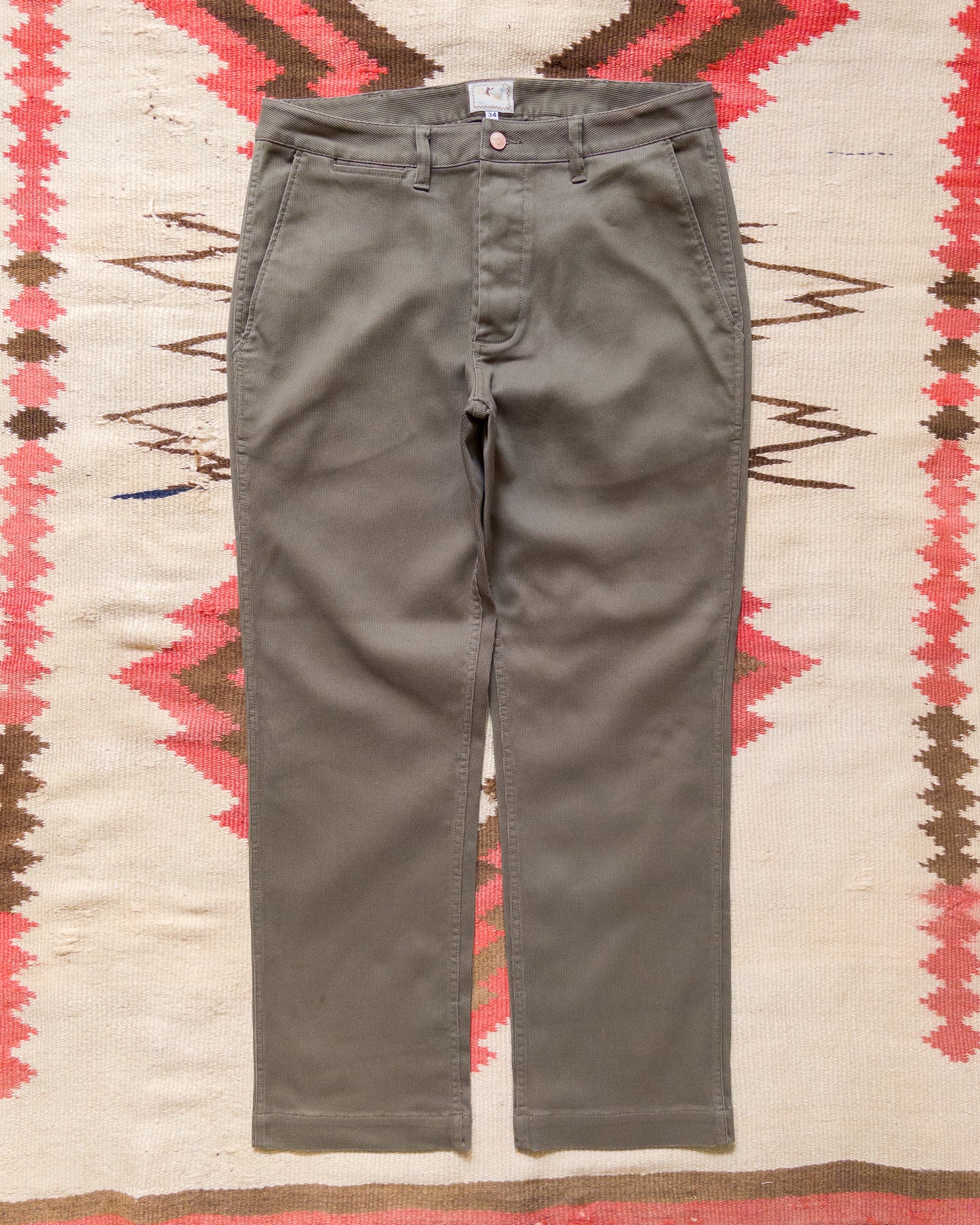 Bedford Cord Flat Front Chino - Faded Olive