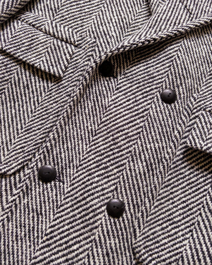 Polo Coat - Black/Cream Herringbone Tweed