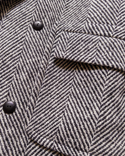 Polo Coat - Black/Cream Herringbone Tweed