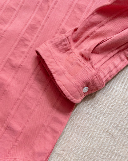 French Hickory Stripe Popover Button Down - Poppy Red