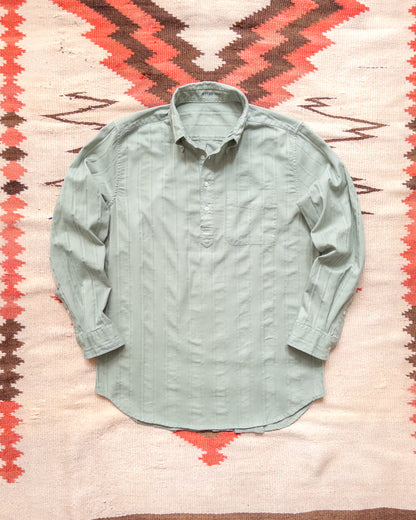 French Hickory Stripe Popover Button Down - Sage