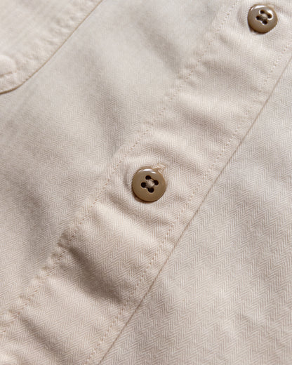 Cotton Herringbone Officer's Shirt - Buttermilk