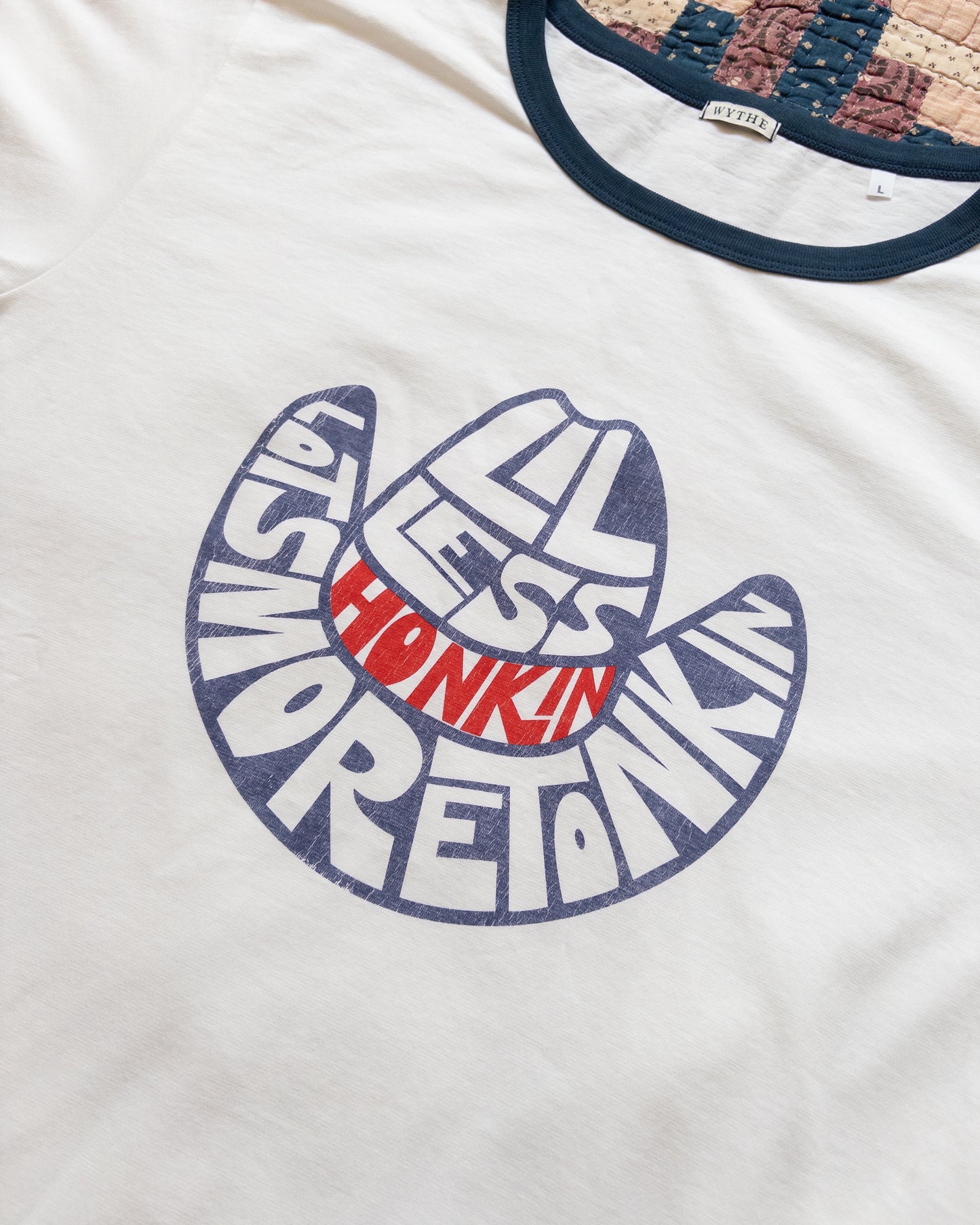Tonkin Print Tubular Ringer T-Shirt - Navy
