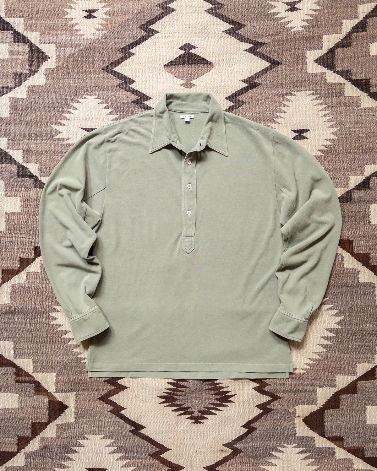 Garment Dyed Longsleeve Polo - Faded Olive