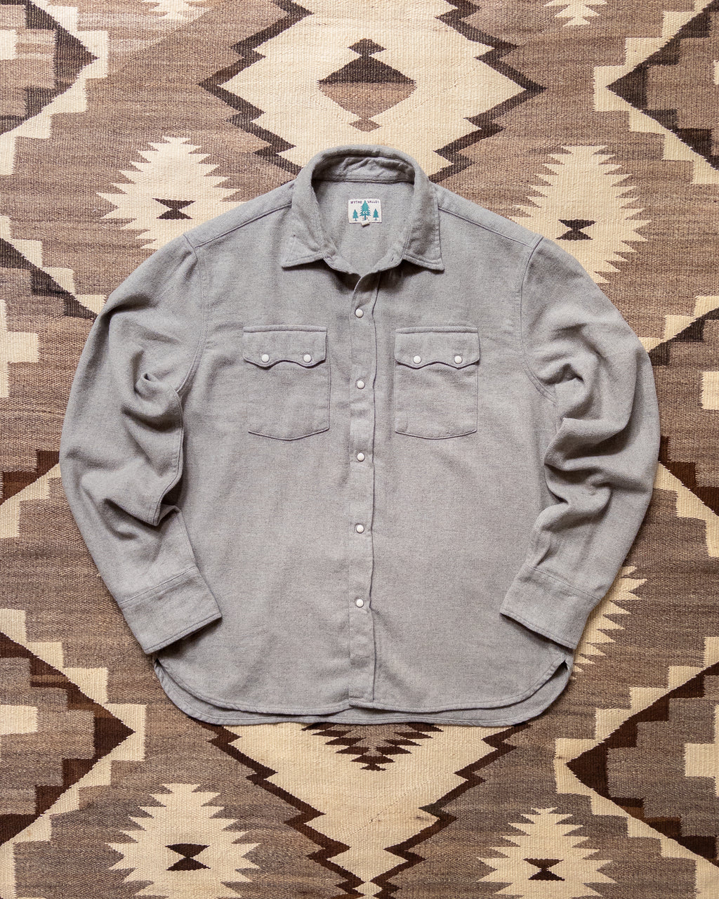 Washed Flannel Pearlsnap Shirt - Dapple Grey