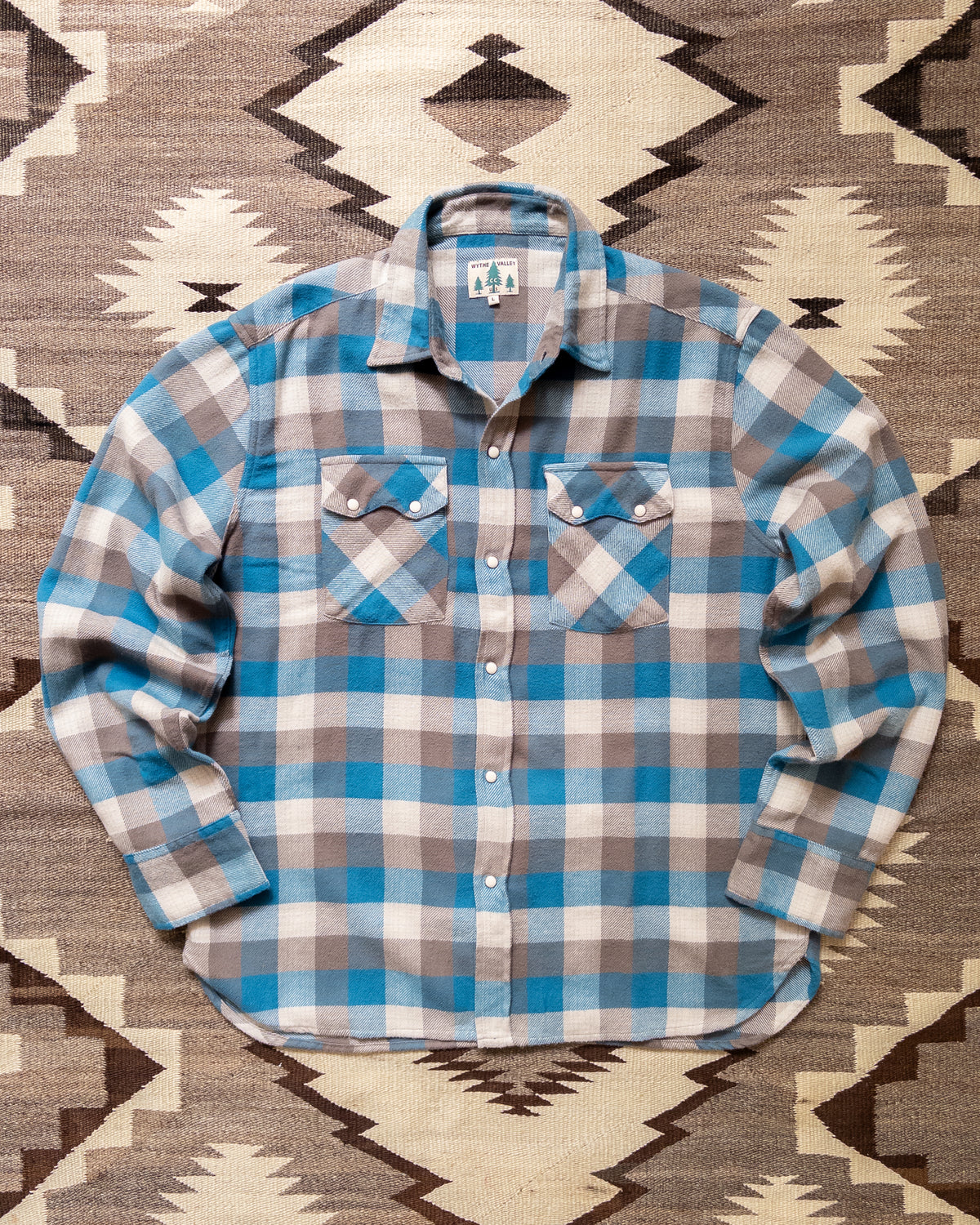 Washed Flannel Pearlsnap Shirt - Glacier Plaid