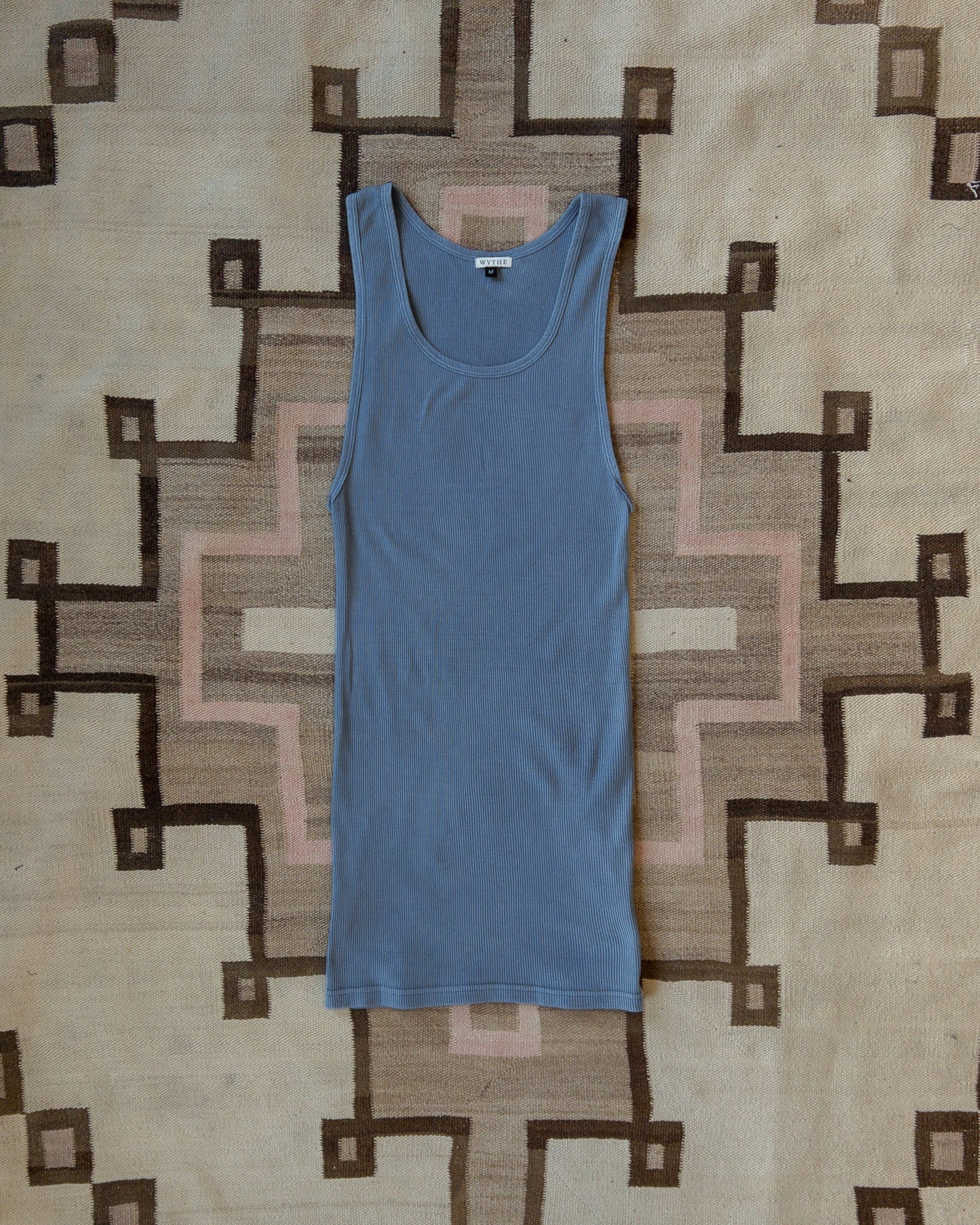 Tubular Cotton Ribbed Tank Top - Indigo - USA