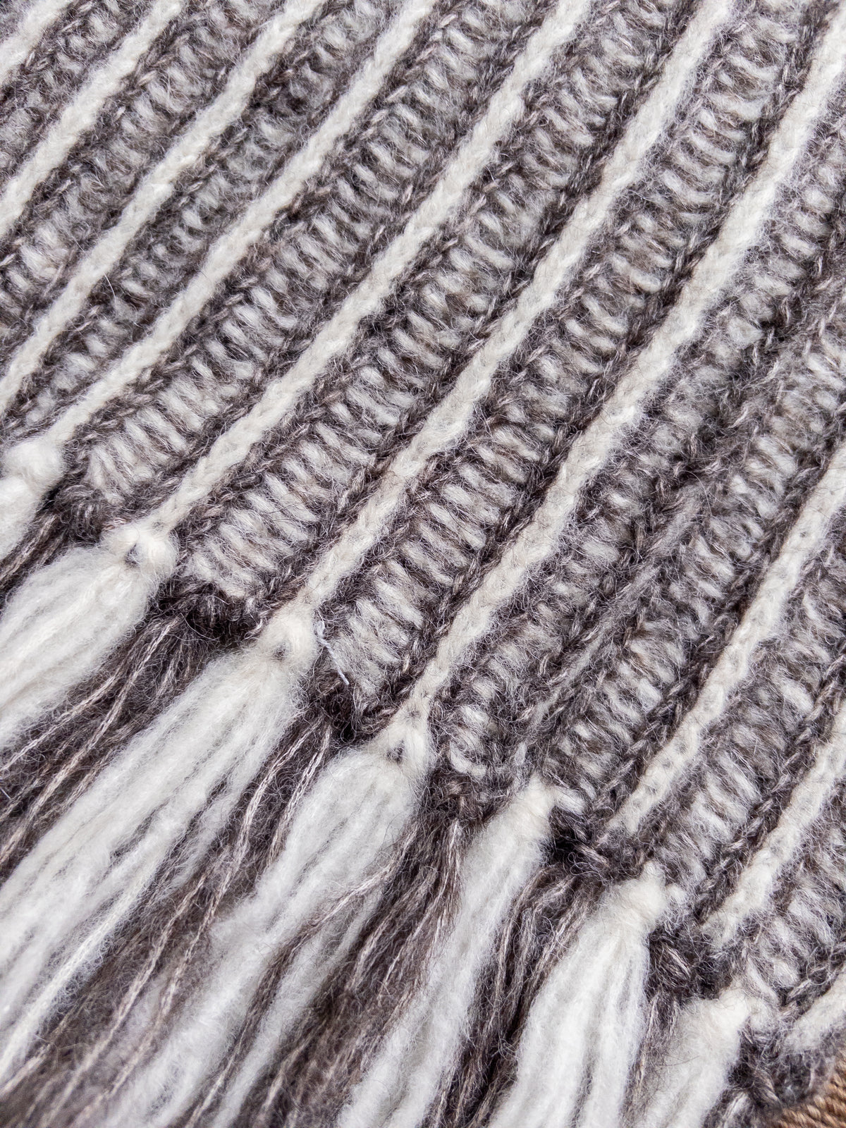 Alpaca Two-Tone Scarf - Charcoal/Cream