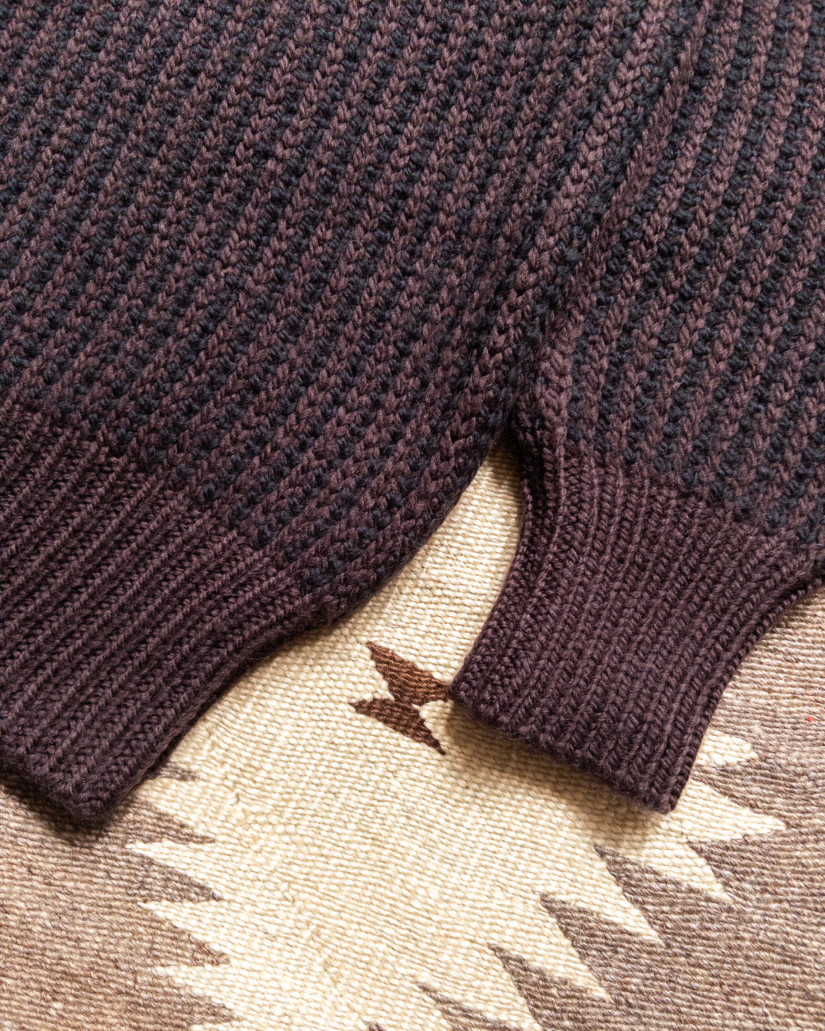 Two-Tone Crewneck Sweater - Brown/Black