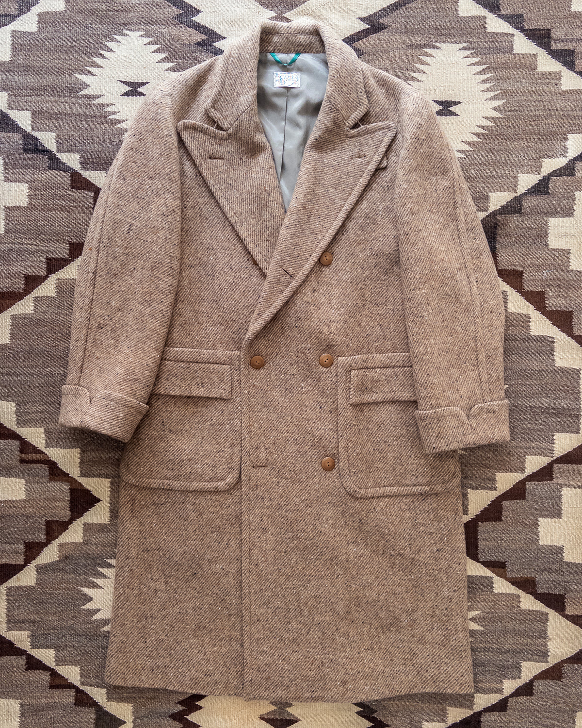 Polo Coat - Tan/Cream Alpaca Twill Tweed