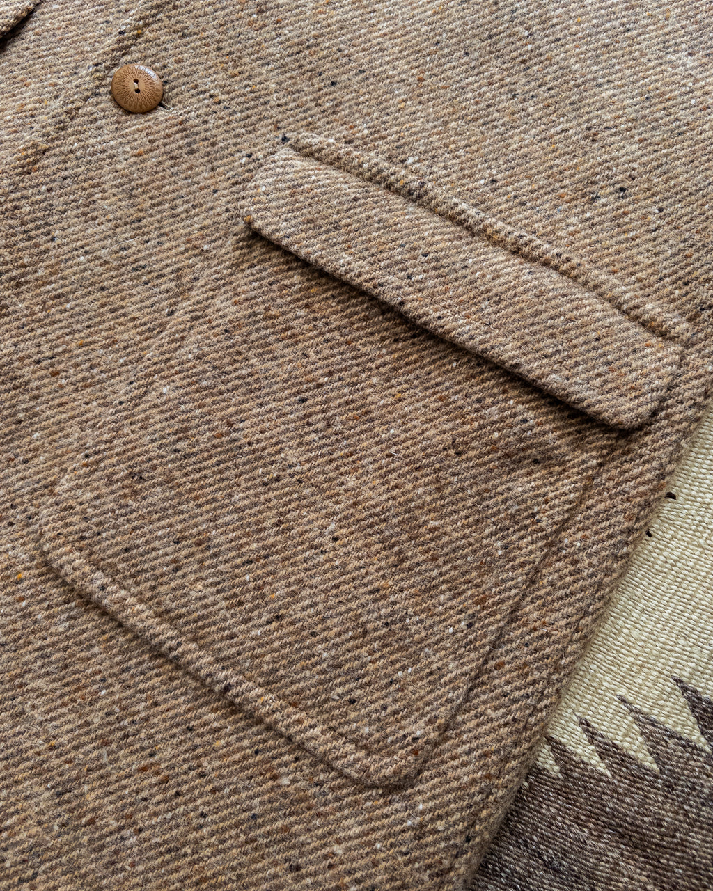 Raglan Overcoat - Tan/Cream Alpaca Twill Tweed
