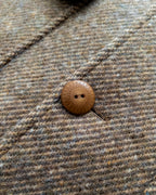 Shawl Collar Overcoat - Olive/Cream Alpaca Twill Tweed