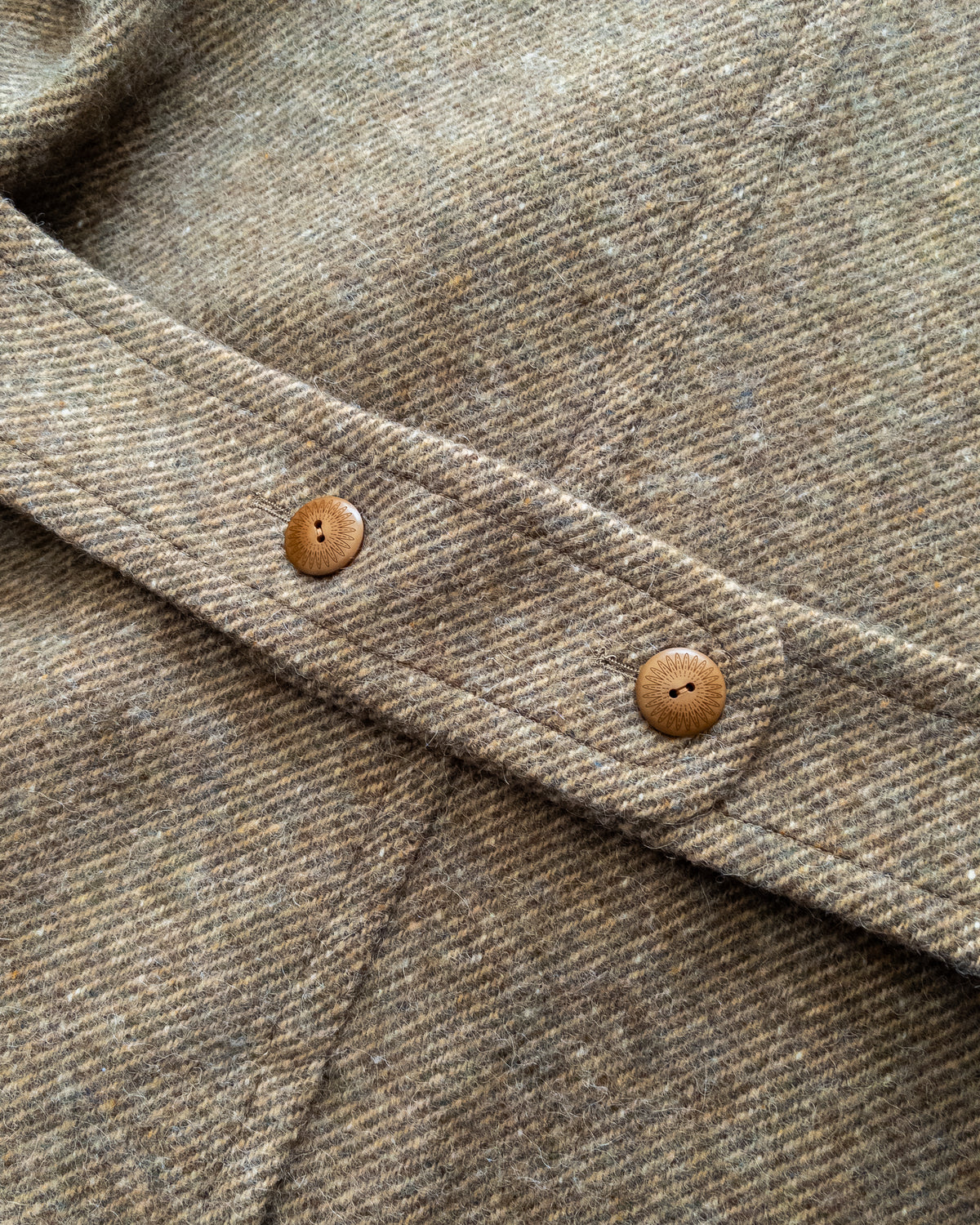 Polo Coat - Olive/Cream Alpaca Twill Tweed