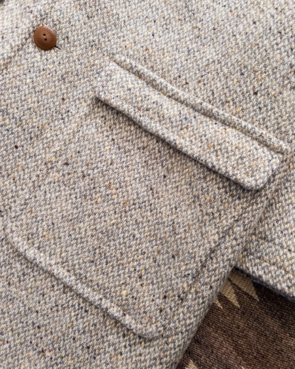 Raglan Overcoat - Warm Grey/Cream Broken Twill Tweed