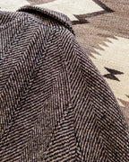 Raglan Overcoat - Grey/Brown Herringbone Deco Stripe Tweed