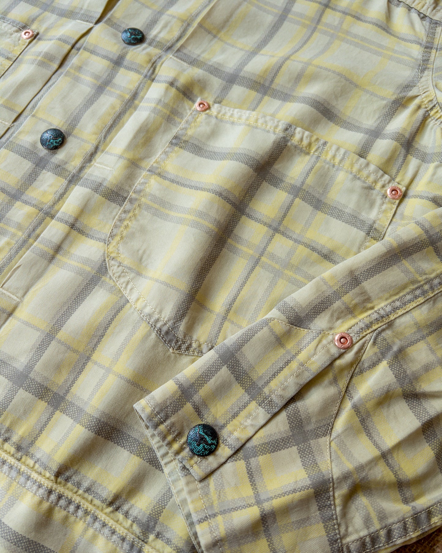 Printed Corral Plaid Tencel Ranch Jacket - Sunflower