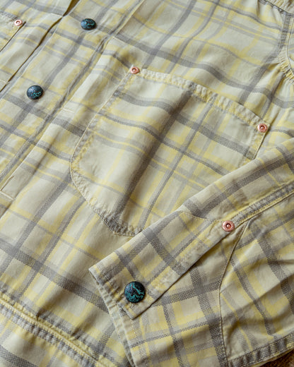 Printed Corral Plaid Tencel Ranch Jacket - Sunflower