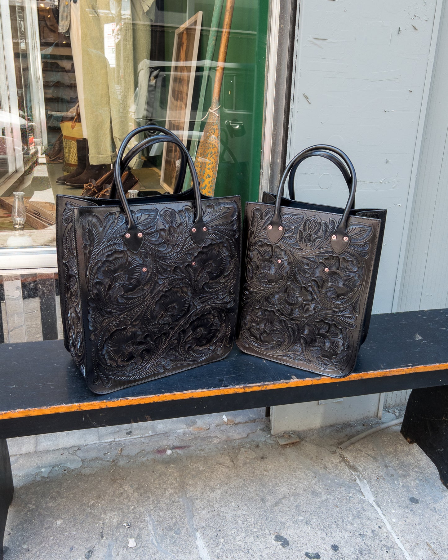 Black Western Tooled Leather Bag