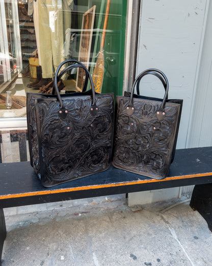 Black Western Tooled Leather Bag
