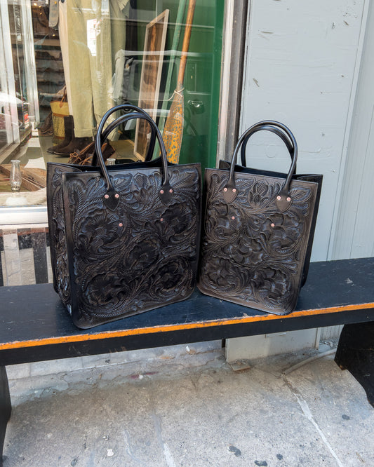 Black Western Tooled Leather Bag