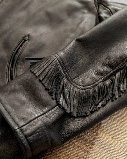 Mustang Fringe Leather Jacket - Black