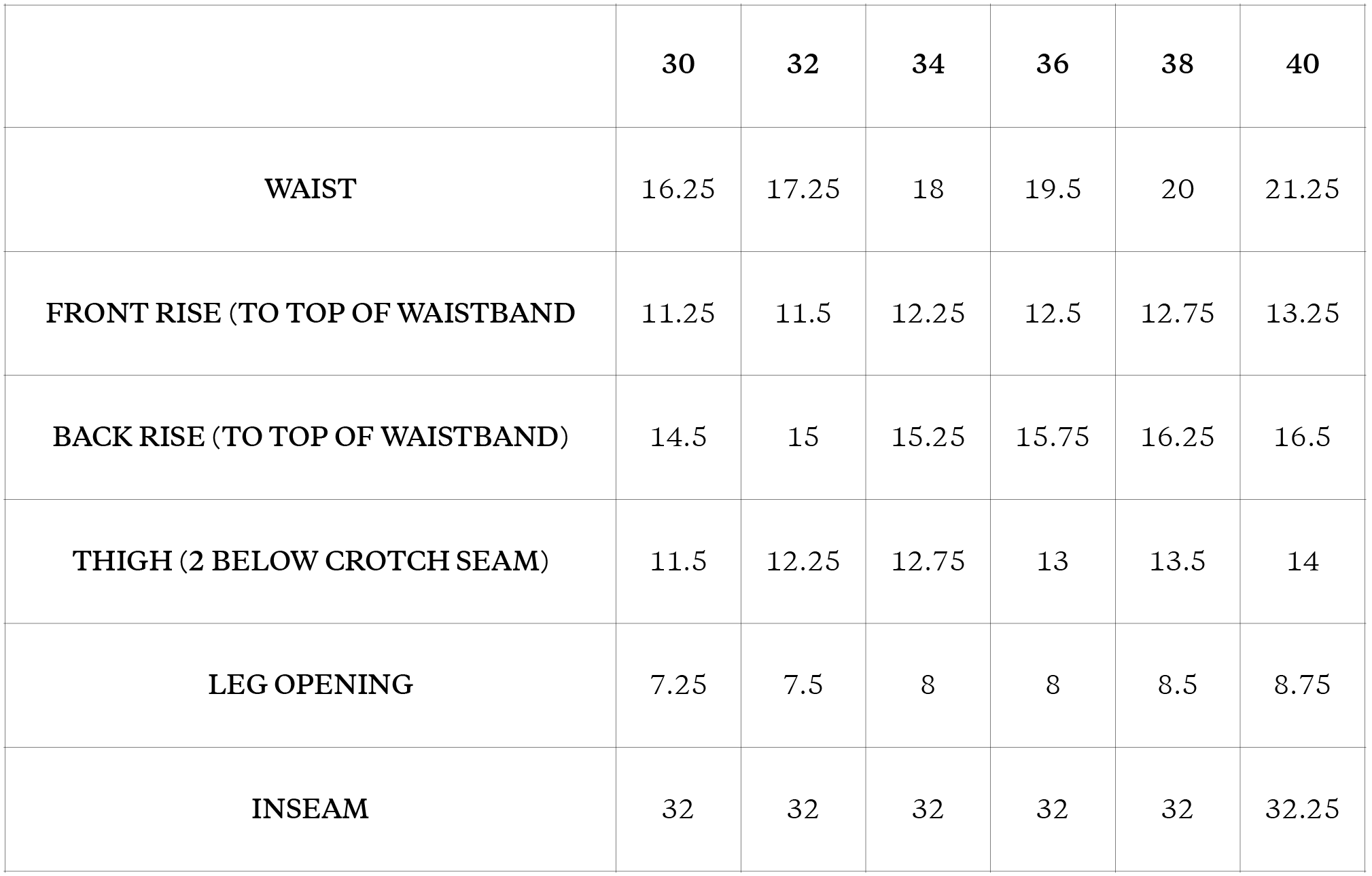 Size Chart