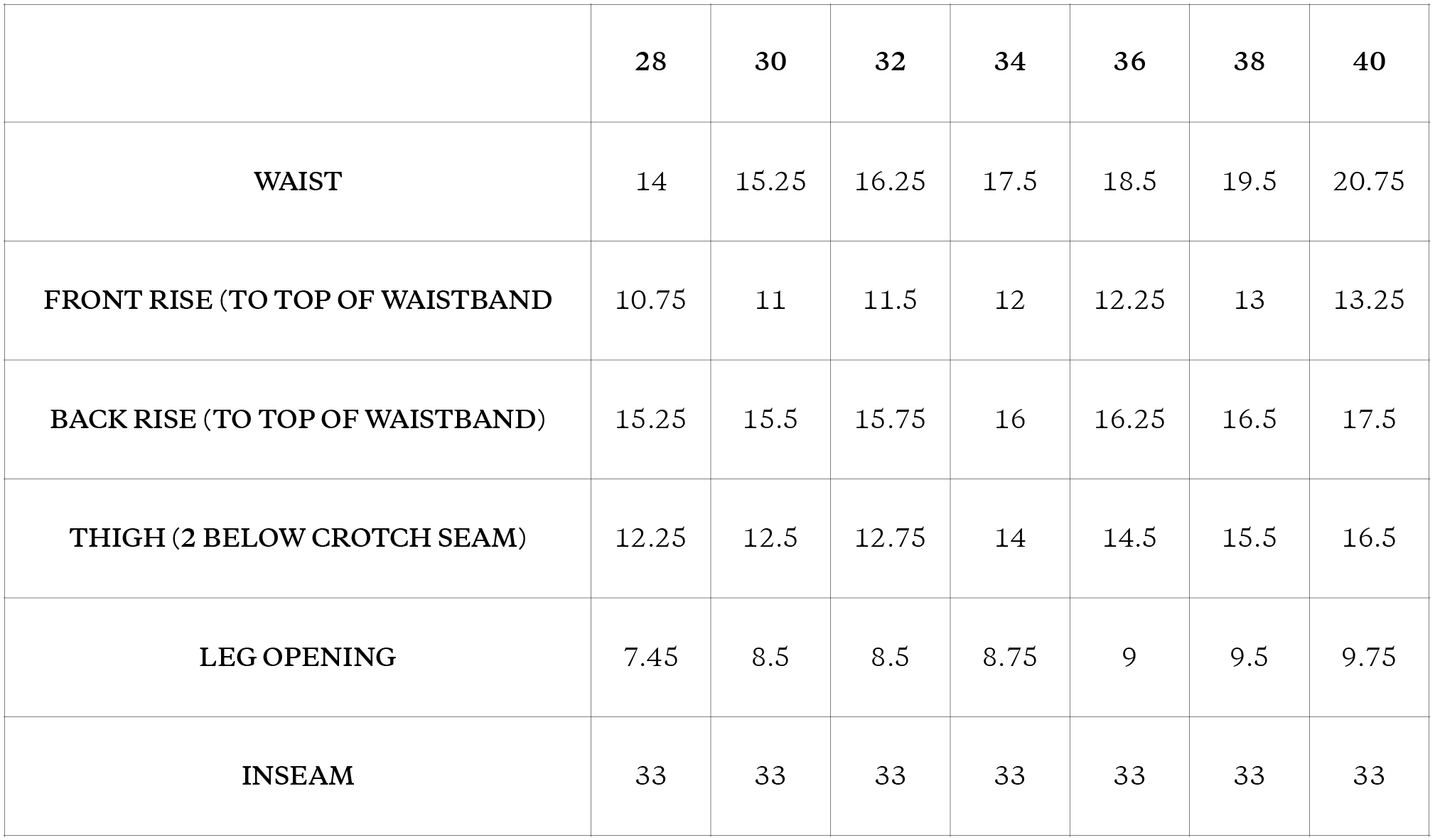 Size Chart