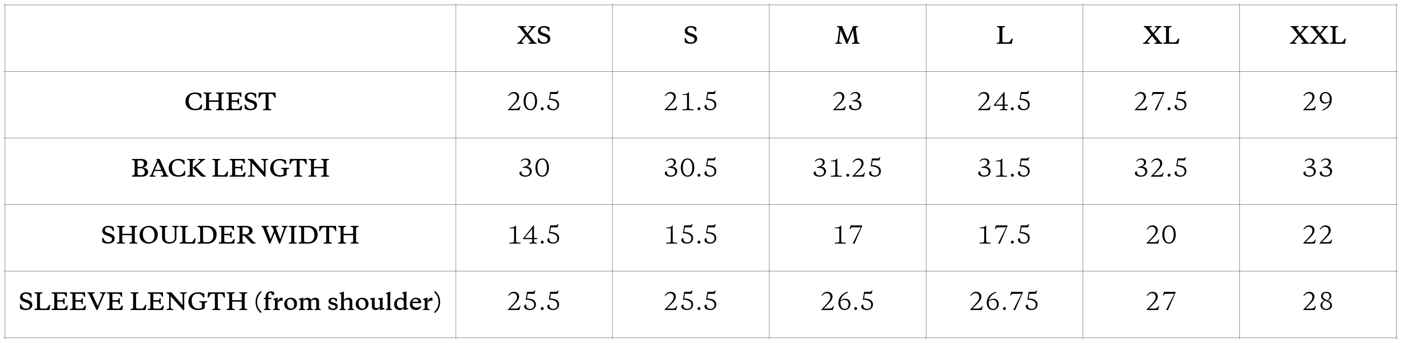Size Chart