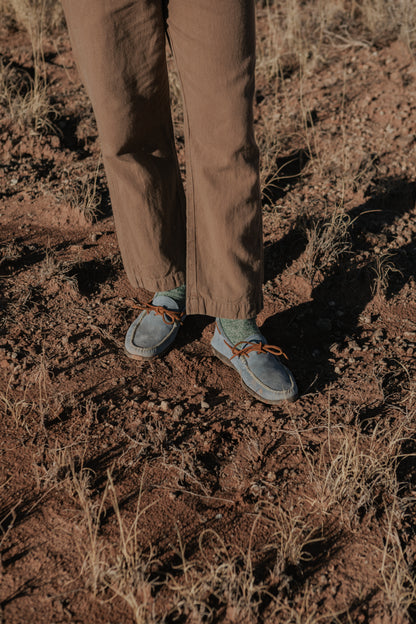 Wythe x Yuketen Handmade Suede Canoe Mocs - Ox Blue