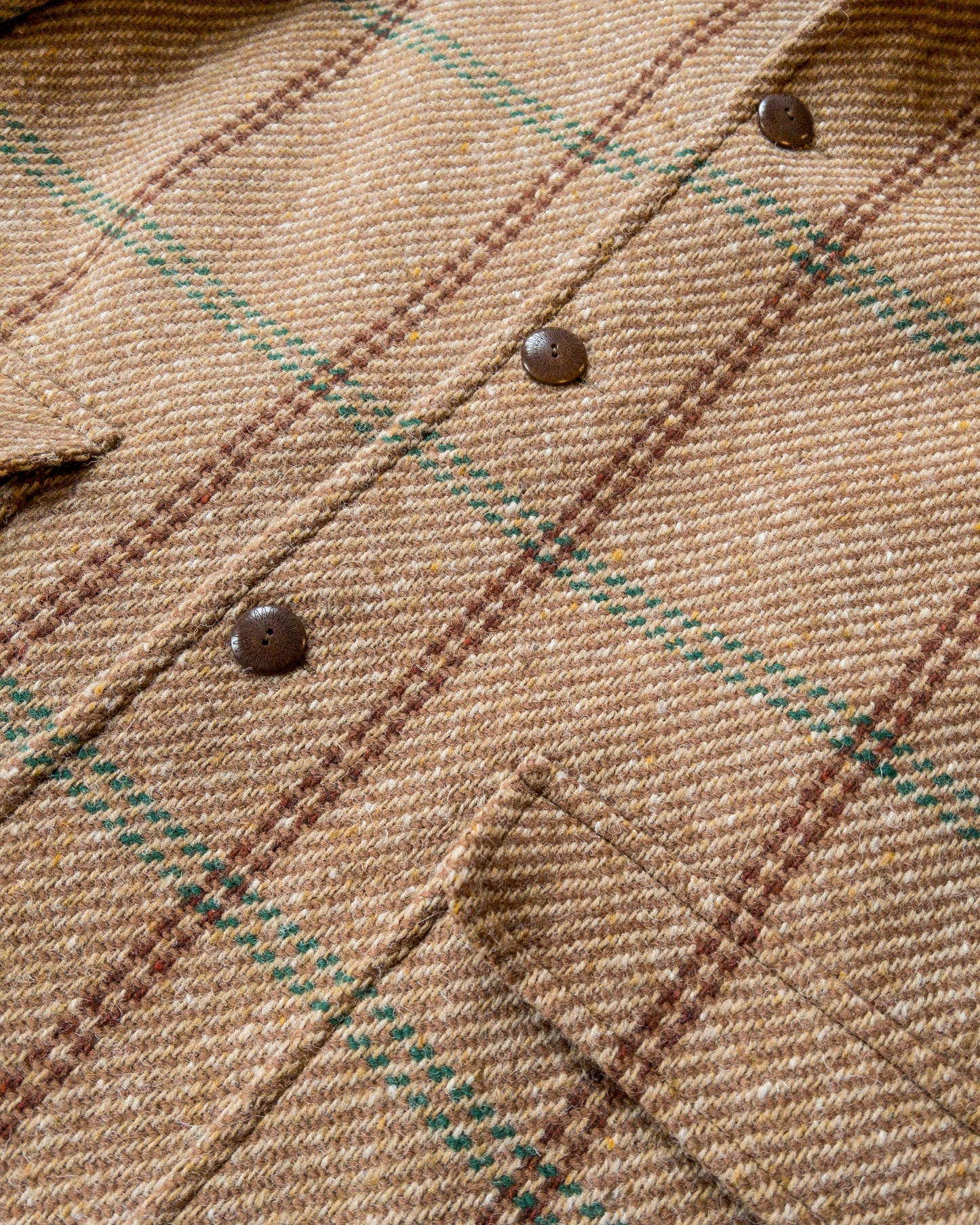 Raglan Wool Overcoat - Rust and Evergreen Windowpane