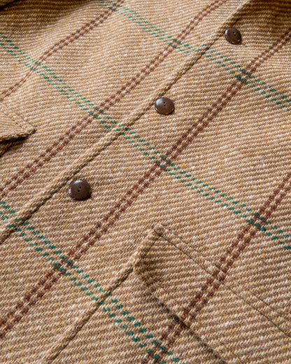 Raglan Wool Overcoat - Rust and Evergreen Windowpane