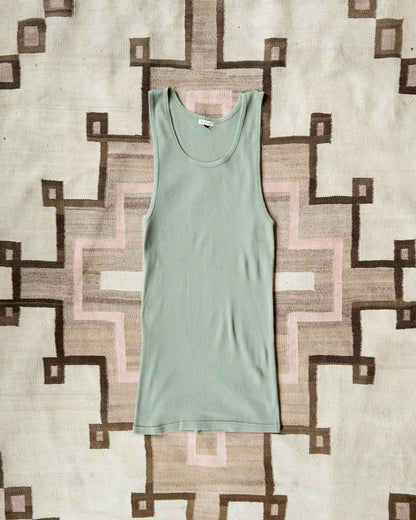 Tubular Cotton Ribbed Tank Top - Faded Olive - USA