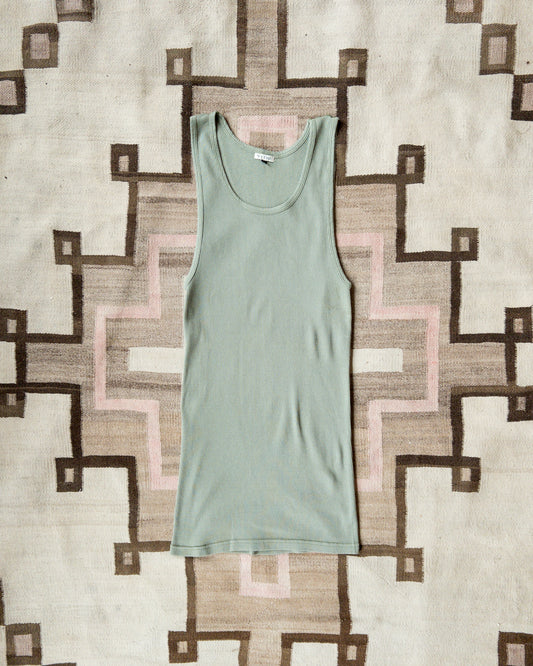 Tubular Cotton Ribbed Tank Top - Faded Olive - USA