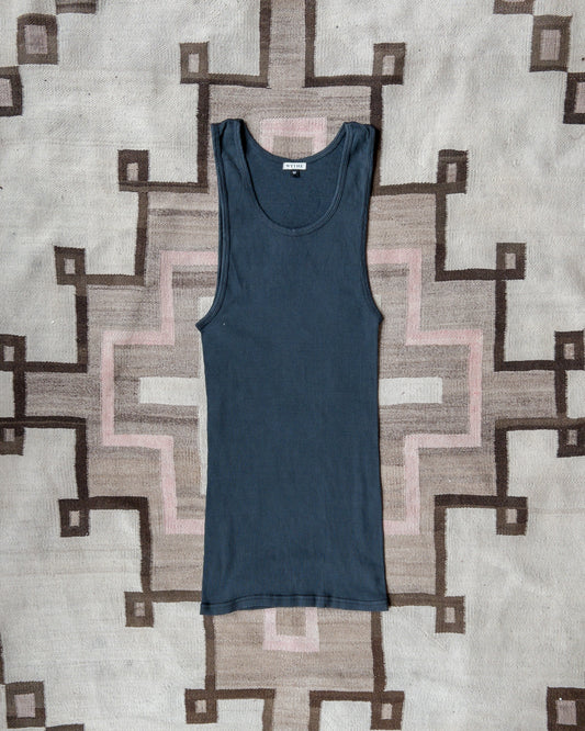 Tubular Cotton Ribbed Tank Top - Faded Black - USA