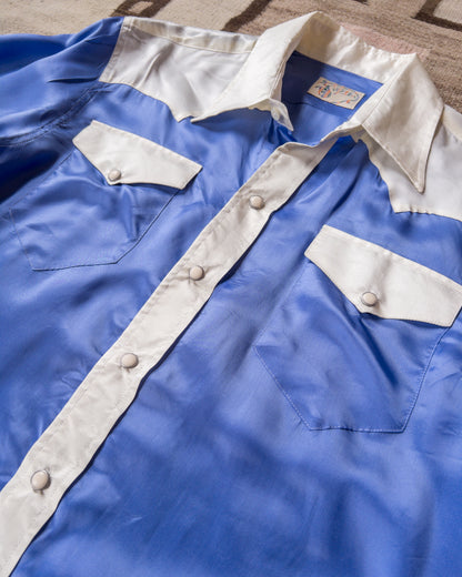 Colorblocked Satin Rodeo Shirt - Skyscape